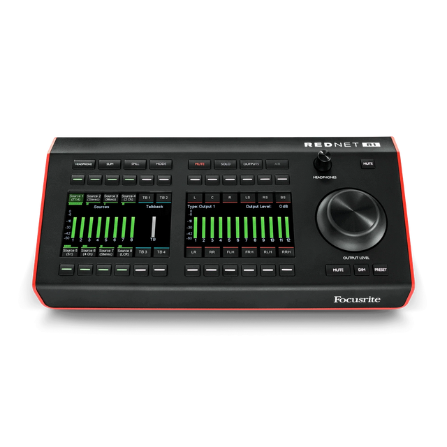 Controlador remoto Focusrite RedNet R1 en vista frontal elevada