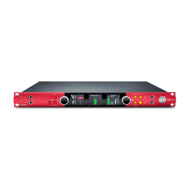 Interfaz de audio Focusrite Red 16Line en vista frontal elevada