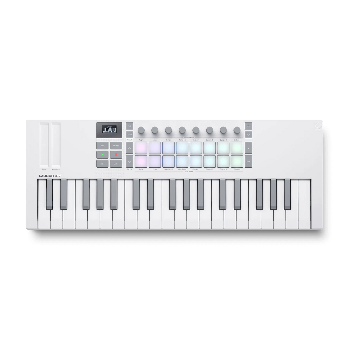 Controlador MIDI Novation Launchkey Mini 37 White MK4 vista superior
