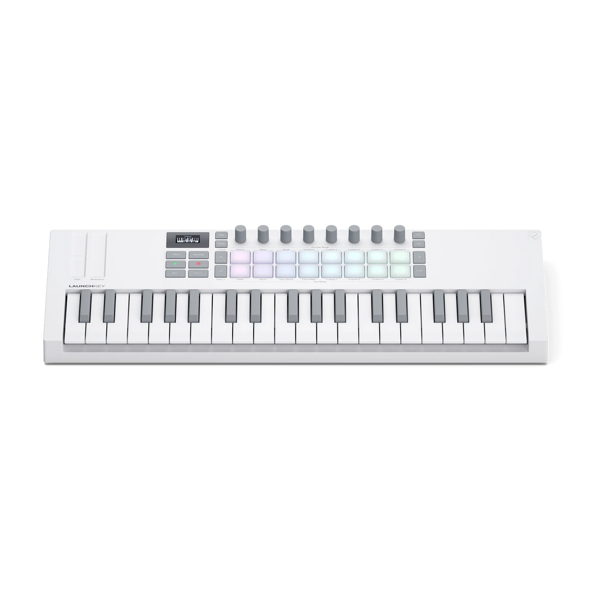 Novation Launchkey Mini 37 White MK4 vista frontal elevada