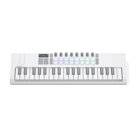 Novation Launchkey Mini 37 White MK4 vista frontal elevada