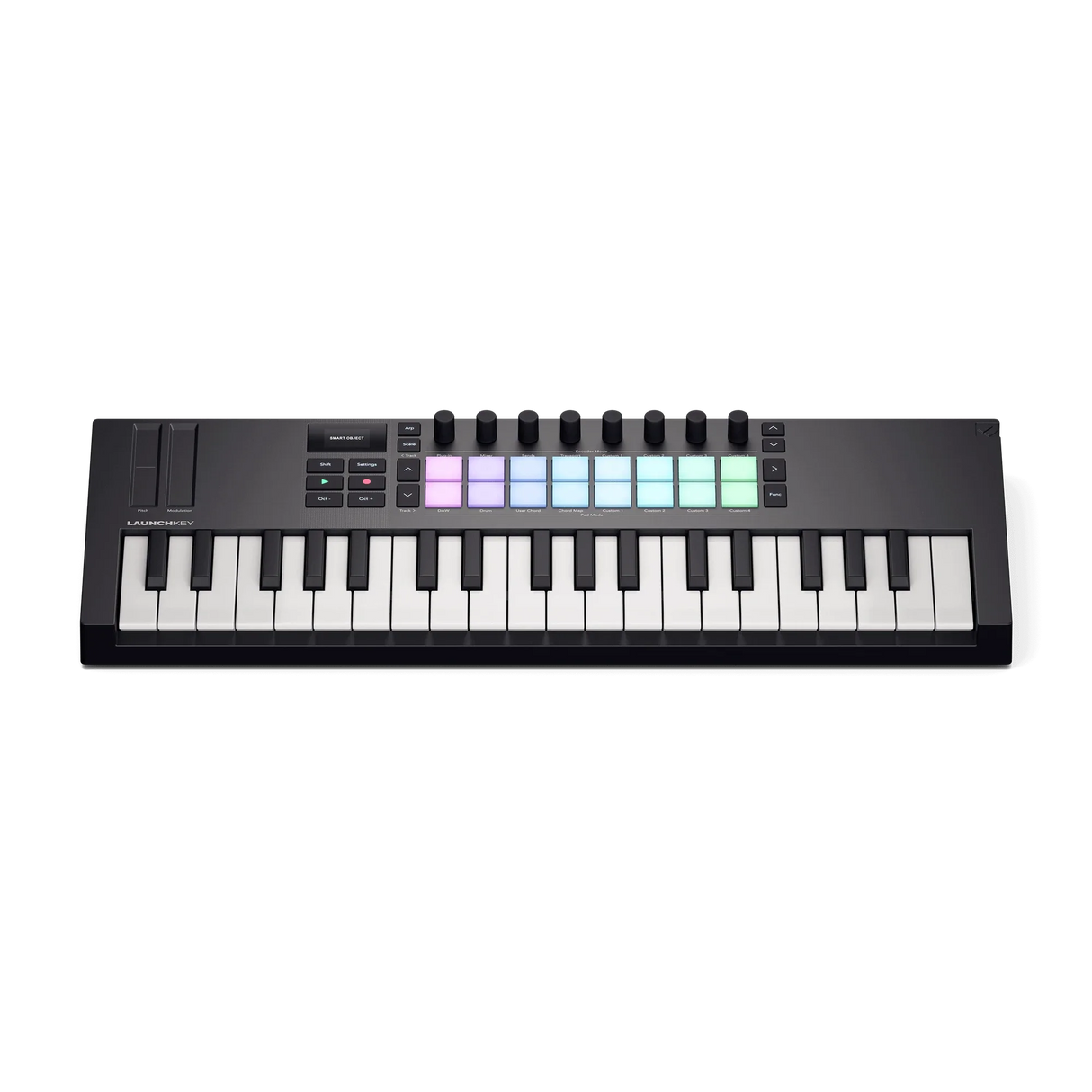 Novation Launchkey Mini 37 MK4 vista frontal elevada
