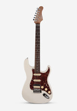 Guitarra eléctrica Smiger blanca vista frontal completa