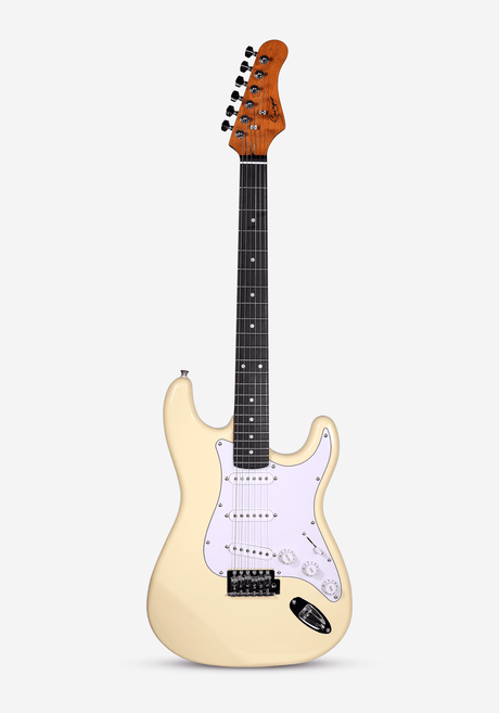 Guitarra eléctrica Smiger crema vista frontal completa