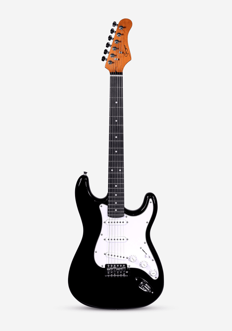 Guitarra eléctrica Smiger negra vista frontal completa