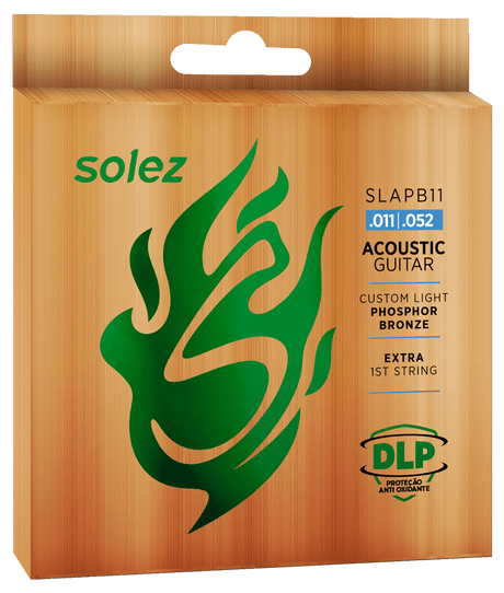 Encordado Solez SLAPB11 para guitarra acústica, Phosphor Bronze 92/8 calibre .011–.052, empaque oficial