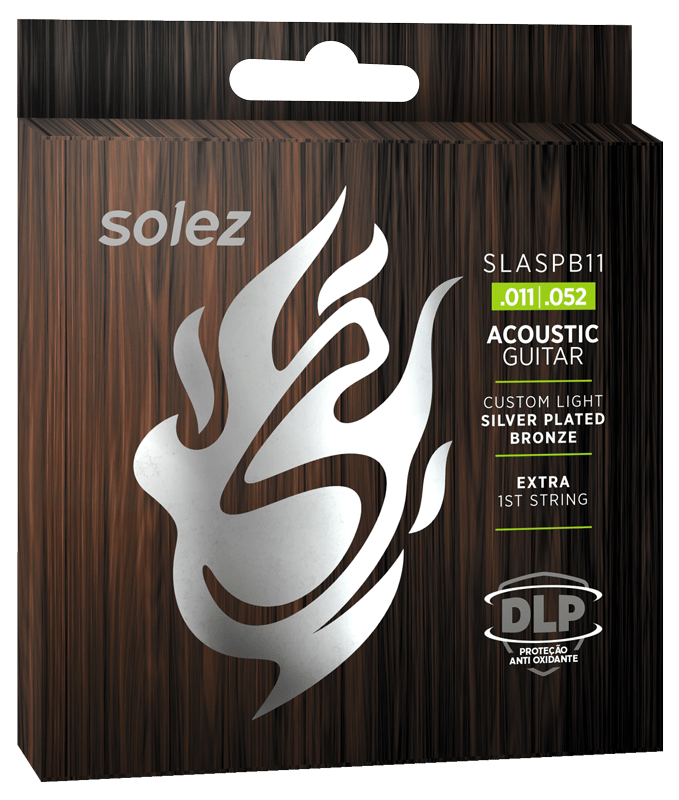 Encordado Solez SLASPB11 para guitarra acústica, Silver Plated Bronze calibre .011–.052, empaque oficial
