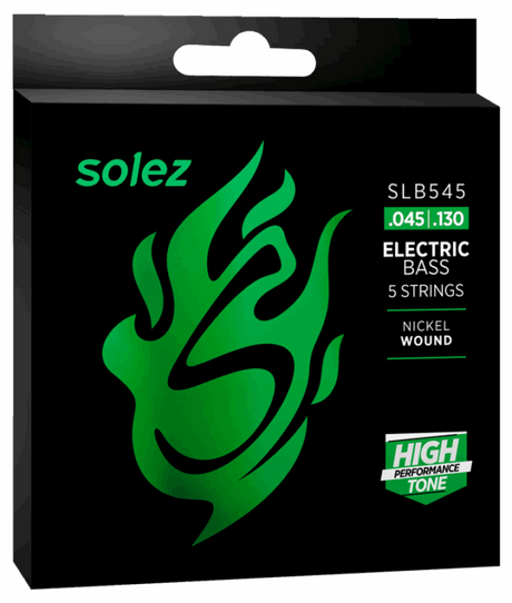 Encordado Solez SLB545 para bajo eléctrico de cinco cuerdas, Nickel Wound calibre .045–.130, empaque oficial