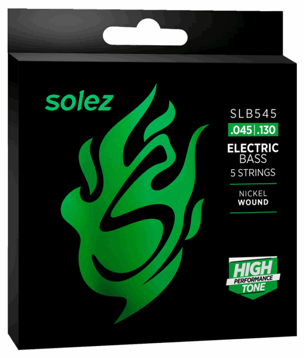 Encordado Solez SLB545 para bajo eléctrico de cinco cuerdas, Nickel Wound calibre .045–.130, empaque oficial