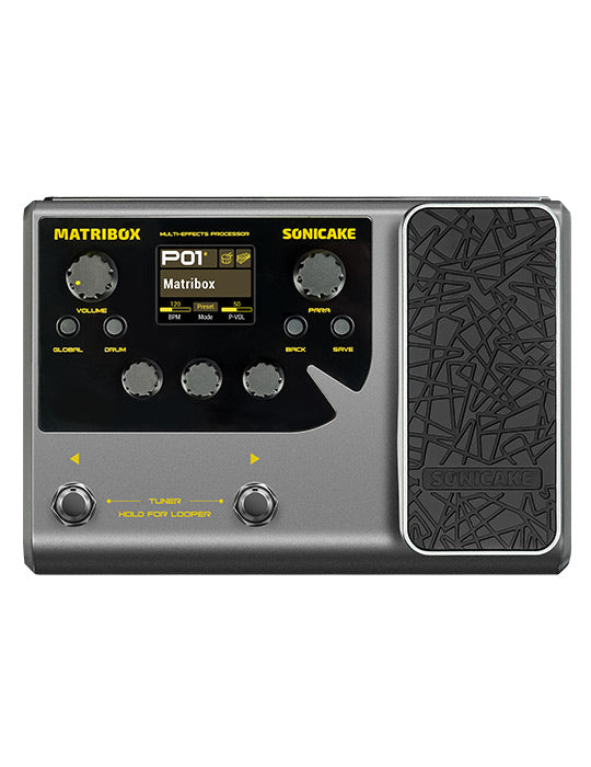 Pedalera multiefectos Sonicake Matribox QME-50, imagen oficial sobre fondo blanco