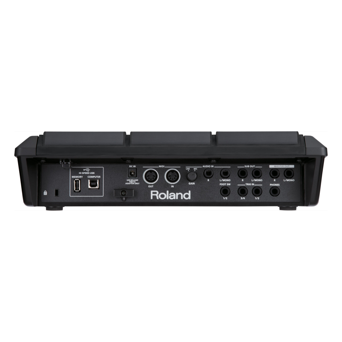 Pad de muestreo Roland SPD-SX visto desde la parte posterior