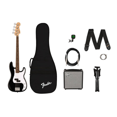 Combo Squier Debut Precision Bass Black 0379900006 con amplificador Fender Rumble 15