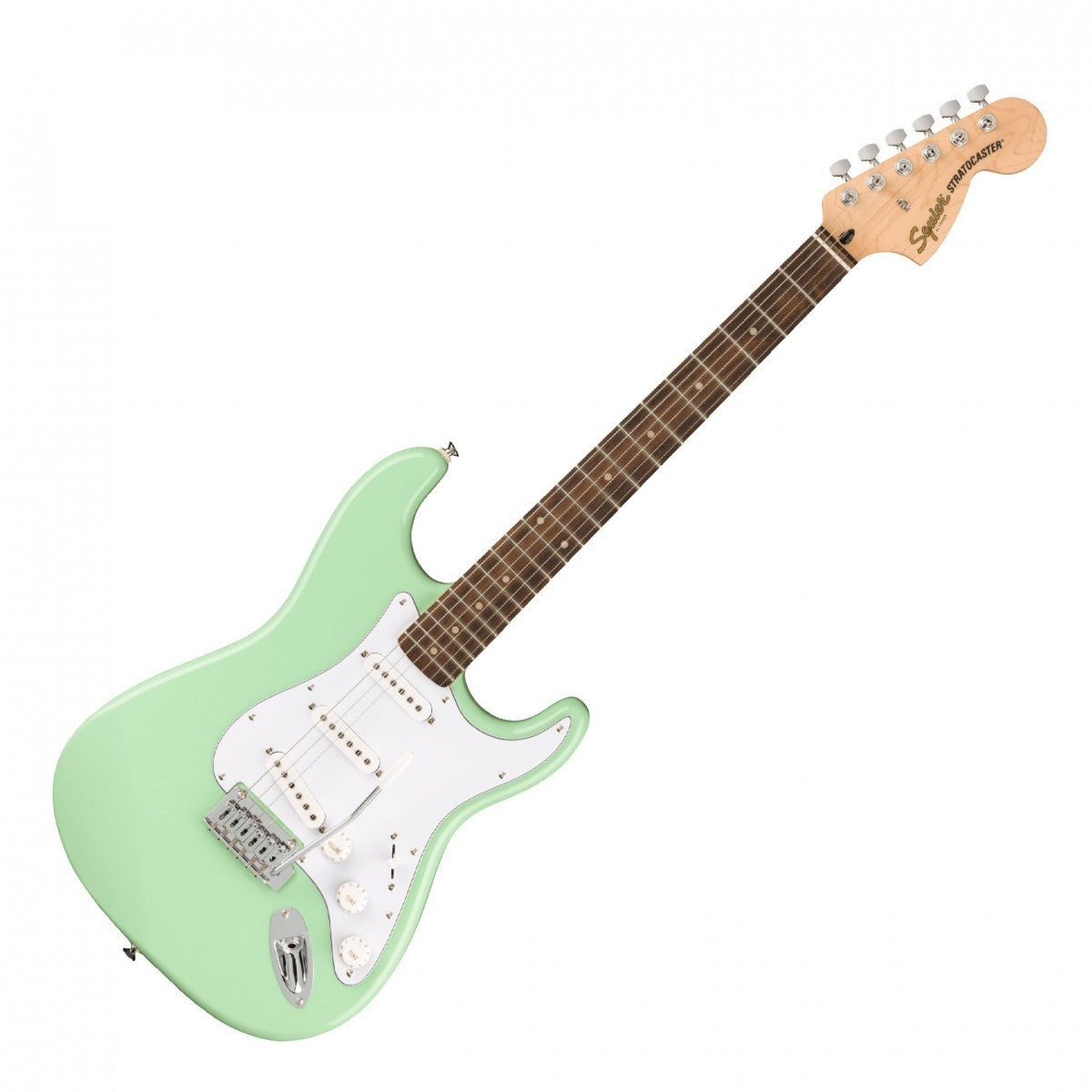 Guitarra Squier FSR Affinity Stratocaster Surf Green con golpeador White Pearloid 0378000557, vista frontal