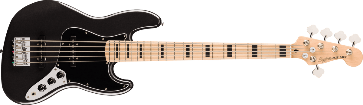 Bajo Squier Affinity Series Active Jazz Bass V Black Metallic, vista frontal