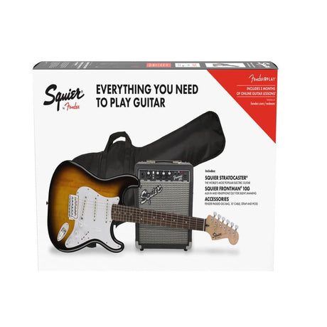Combo Squier Stratocaster Sunburst de escala corta 0371823032 con amplificador Frontman 10G