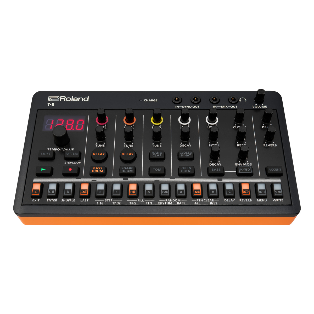 Caja de ritmos Roland AIRA Compact T-8 en vista angular superior