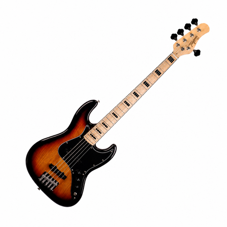 Bajo Tagima TJB5 Sunburst, vista diagonal sobre fondo blanco
