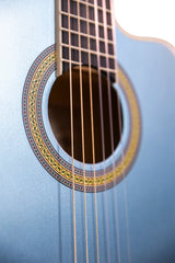 Guitarra Tagima Cartagena EQ azul, detalle de la boca y la tapa