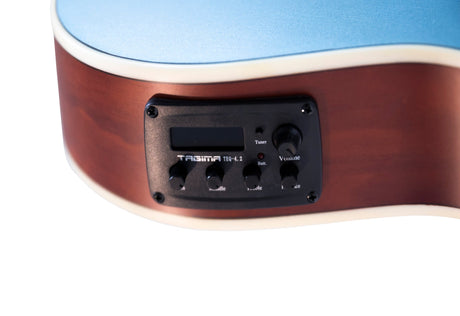 Guitarra Tagima Cartagena EQ azul, detalle del preamplificador