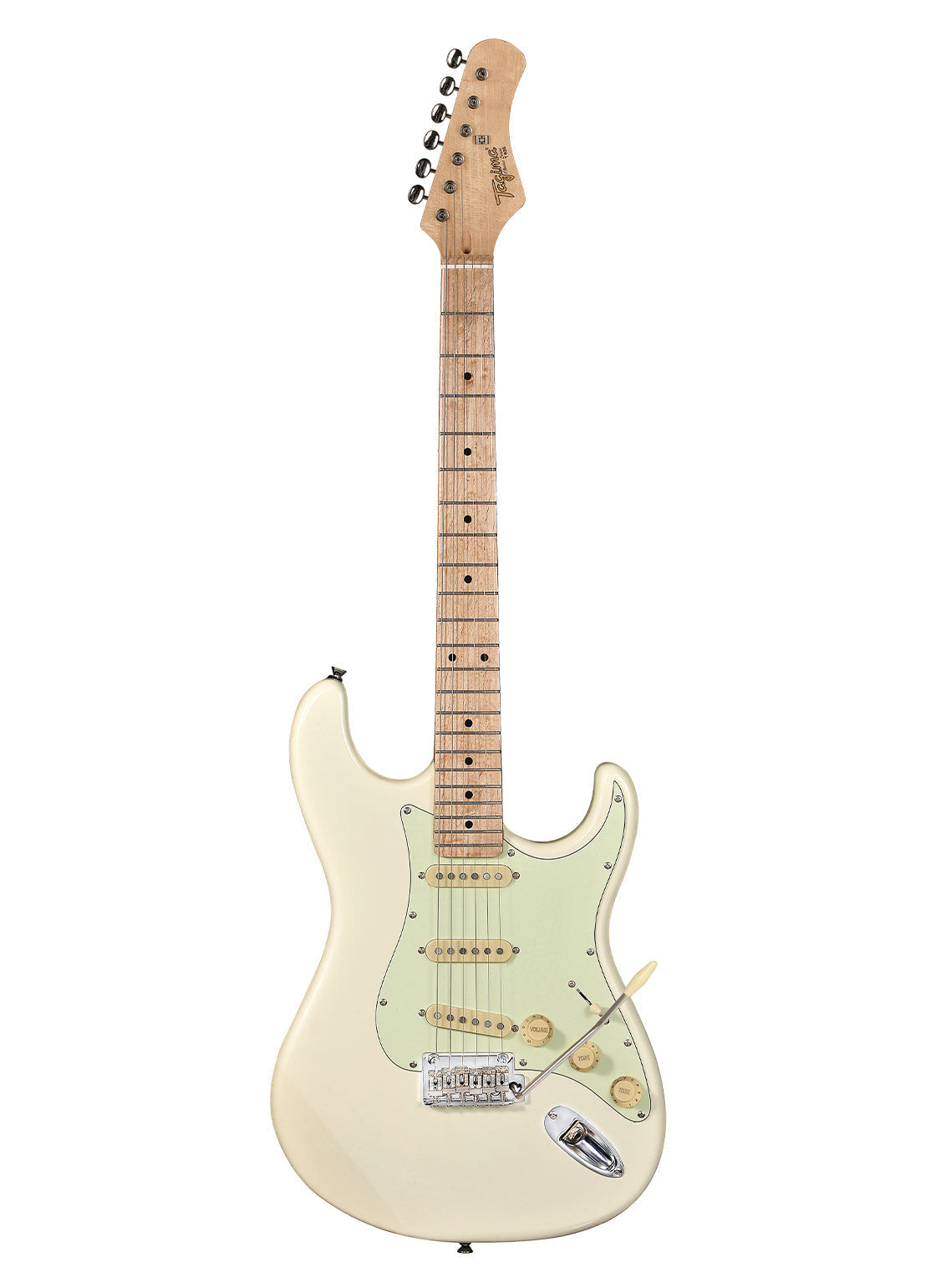 Guitarra Tagima T-635 Olympic White con golpeador Mint Green, vista principal