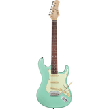 Guitarra Tagima T-635 Surf Green con diapasón oscuro y golpeador Mint Green