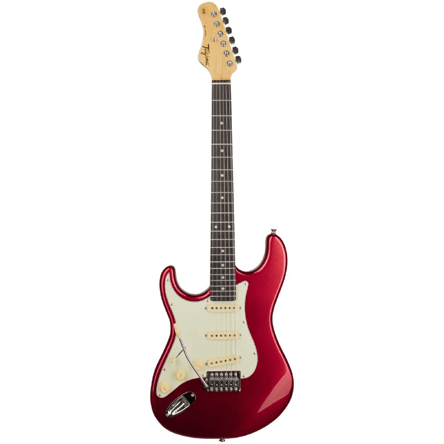 Guitarra zurda Tagima TG-500 Candy Apple, vista frontal completa