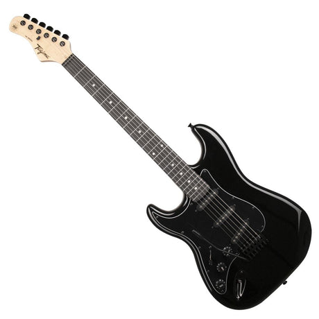 Guitarra zurda Tagima TG-500 negra, vista diagonal completa