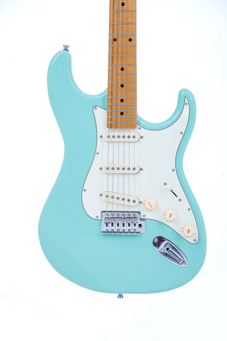 Guitarra Tagima TG-530 Surf Green, detalle frontal del cuerpo