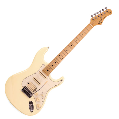 Guitarra Tagima TG-540 Olympic White con diapasón de maple y golpeador blanco envejecido
