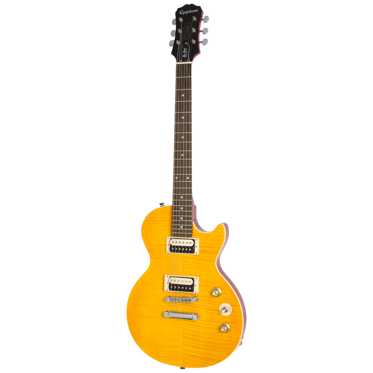 Vista frontal completa de la Epiphone Slash Les Paul Special-II Appetite Amber