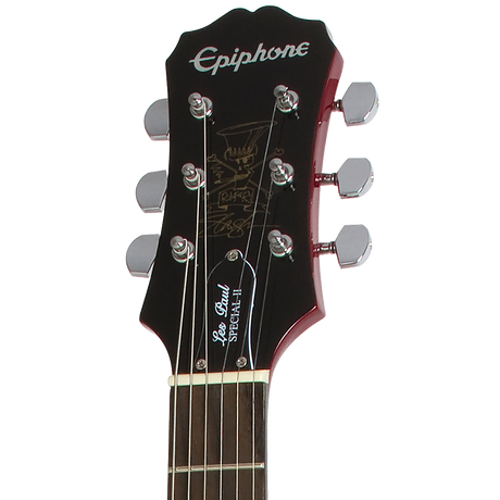 Detalle frontal de la pala de la Epiphone Slash Appetite Les Paul Special-II Appetite Amber
