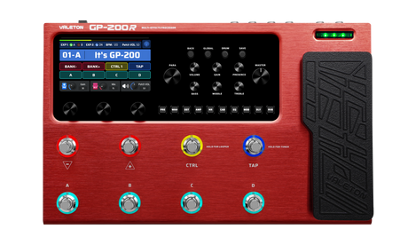 Procesador multiefectos Valeton GP-200R rojo, vista frontal, imagen oficial