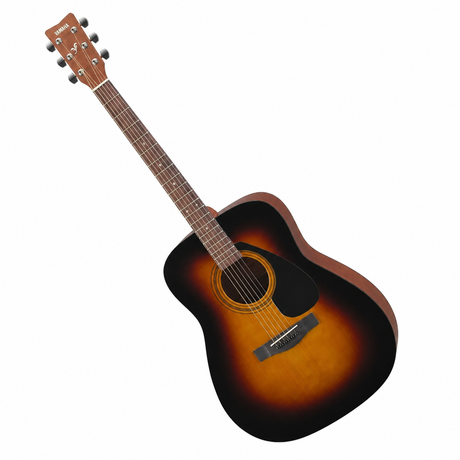 Guitarra acústica Yamaha F310P TBS completa en diagonal sobre fondo blanco