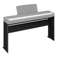 Soporte Yamaha L-200B negro instalado con piano digital P-225B sobre fondo blanco
