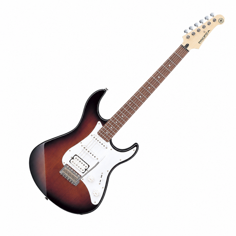 Guitarra eléctrica Yamaha PAC112J Old Violin Sunburst completa en vista diagonal sobre fondo blanco