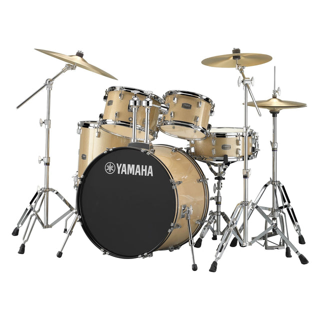 Batería Acústica Yamaha Ryden Champagne Glitter, batería completa sobre fondo blanco