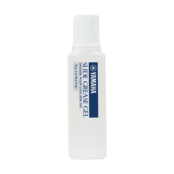 Grasa Yamaha Slide Grease Gel para bombas, envase completo sobre fondo blanco