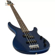 Bajo Yamaha TRBX174 azul metálico completo en vista diagonal sobre fondo blanco