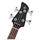 Detalle del clavijero del bajo Yamaha TRBX174 negro sobre fondo blanco