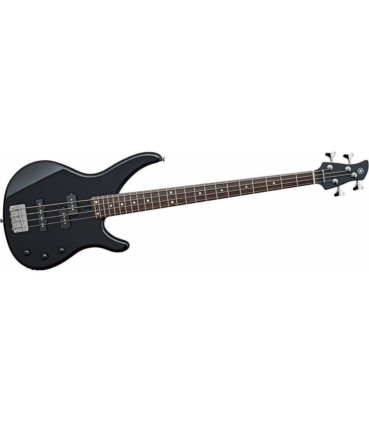 Bajo Yamaha TRBX174 negro completo en vista horizontal sobre fondo blanco