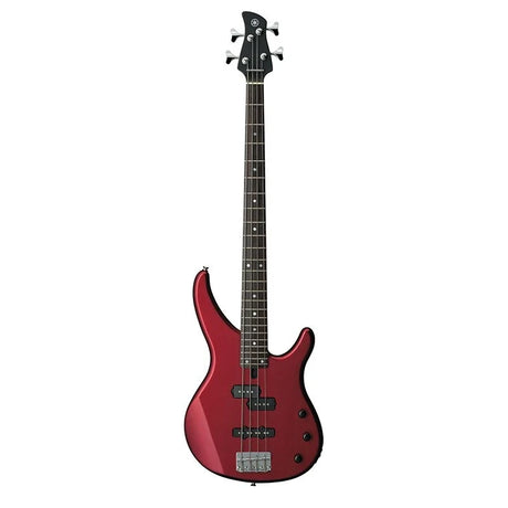 Bajo Yamaha TRBX174 rojo metálico completo en vista frontal sobre fondo blanco