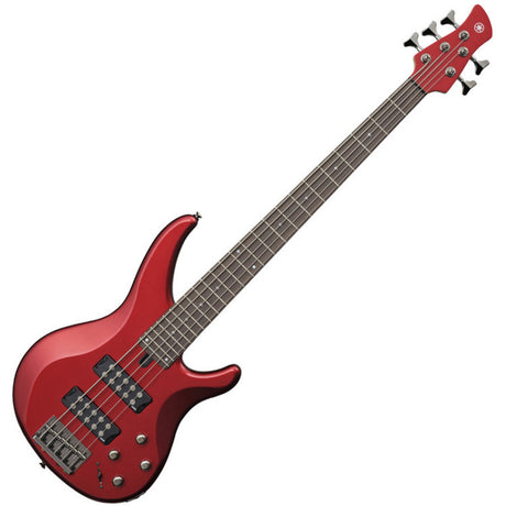 Bajo Yamaha TRBX305 Candy Apple Red completo en vista diagonal sobre fondo blanco