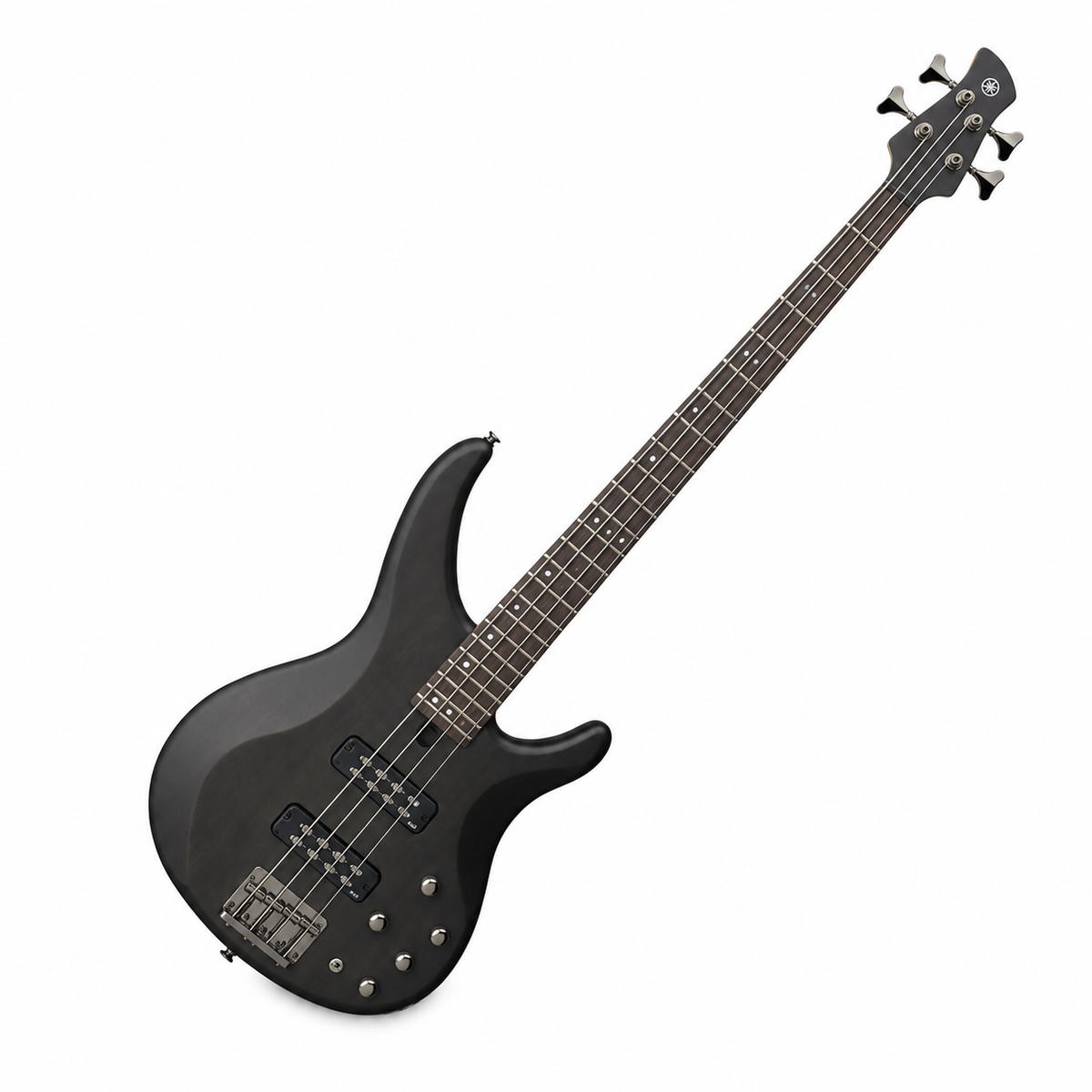 Bajo eléctrico Yamaha TRBX504 TBL Translucent Black en vista diagonal