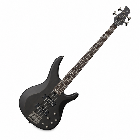 Bajo eléctrico Yamaha TRBX504 TBL Translucent Black en vista diagonal