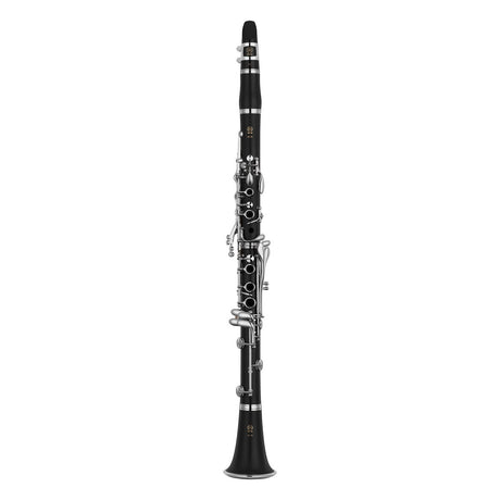 Clarinete Yamaha YCL-450N completo con mecanismo niquelado, vista frontal sobre fondo blanco