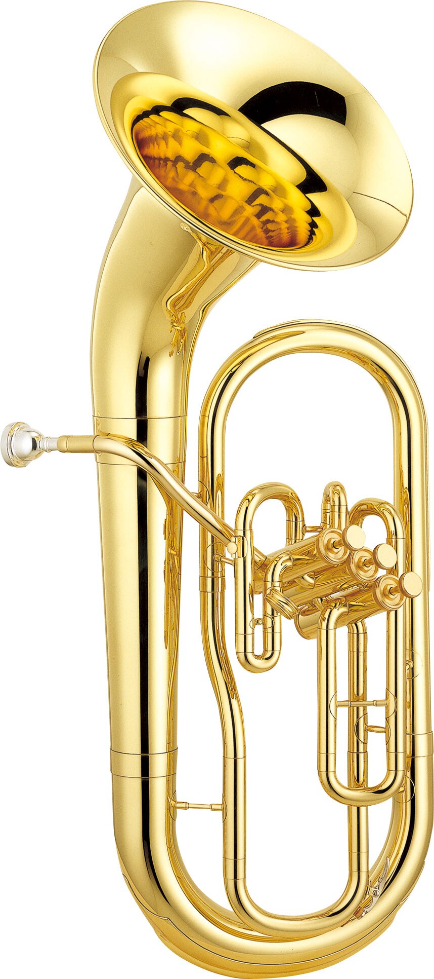 Eufonio Yamaha YEP-211 dorado en Si bemol sobre fondo blanco