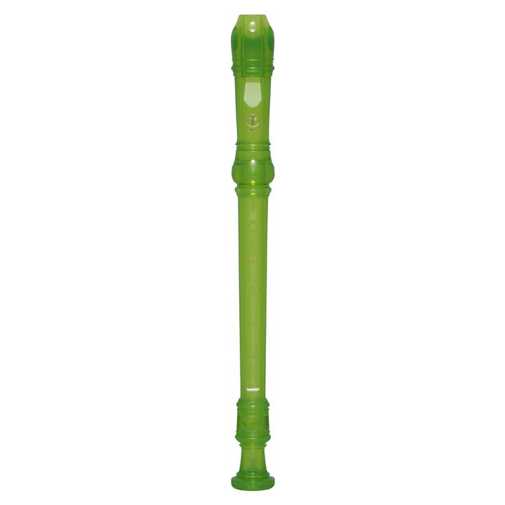Flauta dulce Yamaha YRS-20BG verde barroca completa sobre fondo blanco
