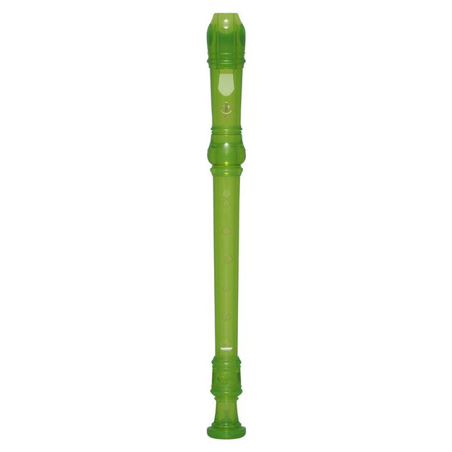 Flauta dulce Yamaha YRS-20BG verde barroca completa sobre fondo blanco
