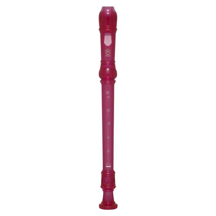 Flauta dulce Yamaha YRS-20BP rosada barroca completa sobre fondo blanco