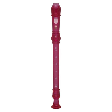Flauta dulce Yamaha YRS-20BP rosada barroca completa sobre fondo blanco